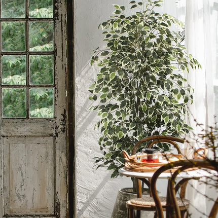 6 FT Artificial Ficus Tree 600 Leaves Faux Plants Indoor Tall with Black Pot Large Fake Tree for Home Office Living Room Decor
