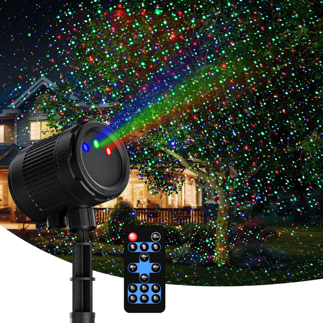 Christmas Decoration,Laser Christmas Projector Lights Outdoor,MOSSNDAR Moving RGB Laser Projection Light,Firefly Light Show with RF Control,Waterproof Holiday Projector for Xmas Garden Party Year