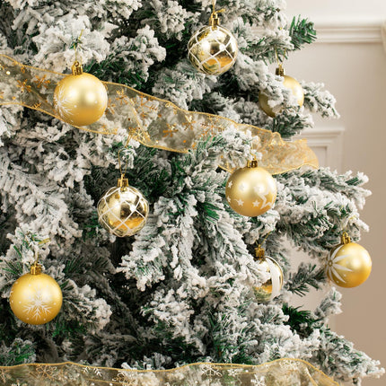 30 Pcs Christmas Ball Ornaments Set, 2.36'' Gold and White Hand-Painted Ornament Bulk for Christmas Tree, Shatterproof Xmas Tree Decorations for Holiday Party, Wreath, Garland, Winter Holiday