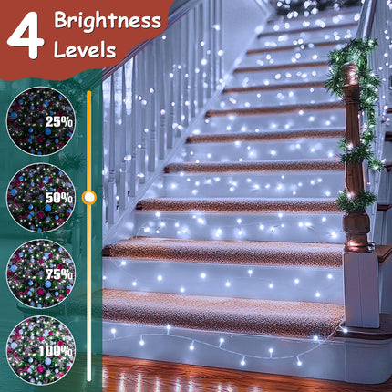 75FT 200 LED Christmas Lights, Outdoor Waterproof Fairy Lights, 8 Modes with 3 Timer Options, Plug-in String Lights for Indoor Use Ideal for Christmas Tree, Bedroom, Wedding Decorations