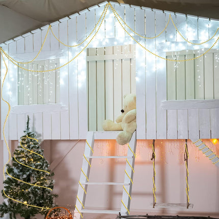 50 Feet Christmas Tree Beads Garland Artificial Pearl Strings for Decorating Plastic Beads Chain Roll for Xmas Home Fireplace Holiday Wedding DIY Decoration(Gold)