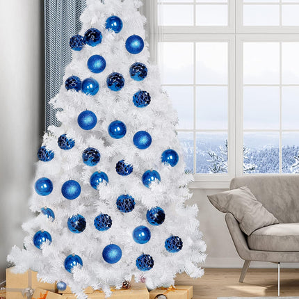 Lulu Home Christmas Ball Ornaments, 20 Ct Pre-Strung Xmas Tree Decorations, Holiday Hanging Balls Blue 3.15"