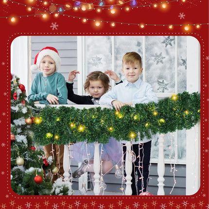 Jexine Christmas Garland Decoration, 16.4 Ft Lighted Xmas Garlands with 70 LED Lights, Christmas Artificial Greenery Garlands Battery Powered String Light for Outdoor Indoor Garden Party(1 Pcs)