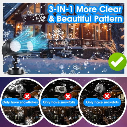 Christmas Snowflake Projector Lights Outdoor, d Owl Shape Snowfall Lights Projector with Remote, IP65 Waterproof Landscape Light for Xmas Holiday Wedding Indoor Garden Patio Party