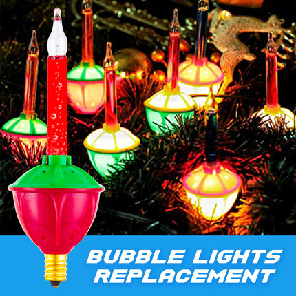 4 Pack Replacement Bubble Lights Bulbs Red Green Yellow Orange Bubble Lights for Christmas Tree Fluid Light C7/E12 Candelabra Base Christmas Light Bulbs
