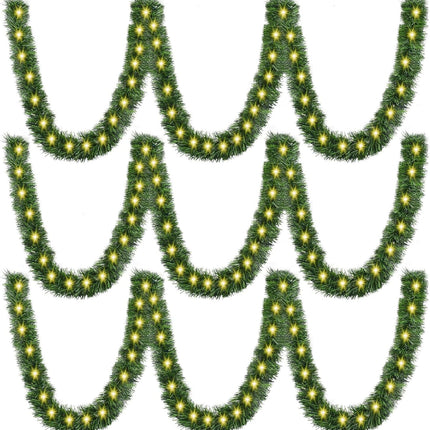 Timoo 45FT Green Garland Christmas Garland 3Pack Christmas Tree Garland Christmas Greenery Garland with 150 Incandescent Pine Garland Christmas Garland for Tree Indoor Outdoor Christmas Garland Decor
