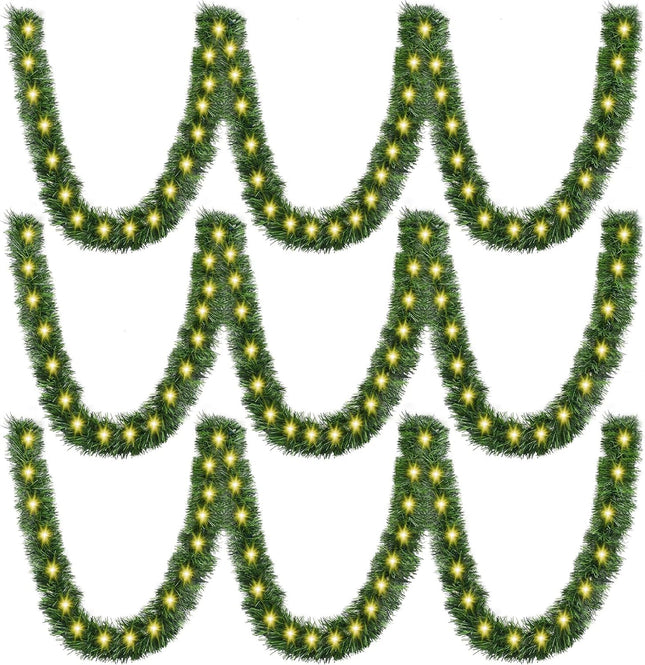 Timoo 45FT Green Garland Christmas Garland 3Pack Christmas Tree Garland Christmas Greenery Garland with 150 Incandescent Pine Garland Christmas Garland for Tree Indoor Outdoor Christmas Garland Decor