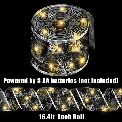 Hoolerry Christmas Black Ribbon Lights Christmas Lights 16.4 ft Glow Christmas Tree Ribbon Battery Operated Indoor String Lights for Outdoor Xmas Holiday Party Wedding Garland Lighted Decoration