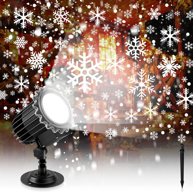 1 Pcs Christmas Projector Lights Highlight LED Snowflake Light Projector Waterproof Outdoor Christmas Decorations Lighting for Xmas Holiday Party Year Decoration, Black