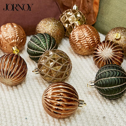 Earth Tone 60mm/2.36 Inches Christmas Balls Ornaments Bulk with Lanyard - 16 Packs Shatterproof Hanging Ball Baubles Set for Xmas Tree Decorations, Wreaths Garlands Season Holiday Decor
