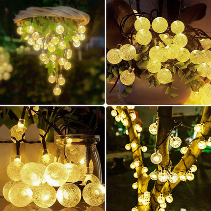 YIQU 2-Pack Solar String Lights Outdoor, Total 52FT 80 LED Crystal Globe Solar Lights Outdoor Waterproof with 8 Lighting Modes for Tree Garden Patio Balcony Party Wedding Decorations (Warm White)