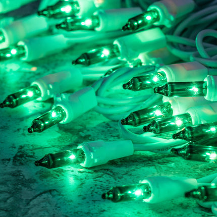 200 Count Green Christmas Lights, Pack of 2 Strands 100 Count 33 ft White Wire UL Listed Holiday String Light (Green)
