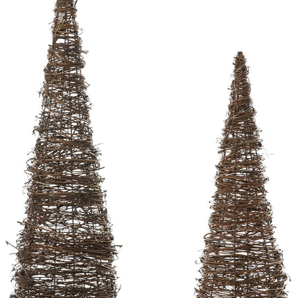 Glitzhome Set of 2 Lighted Christmas Rattan Table Tree Decorative Rattan Table Tree Table Centerpiece for Christmas Party Festival Home Decor Xmas Decorations
