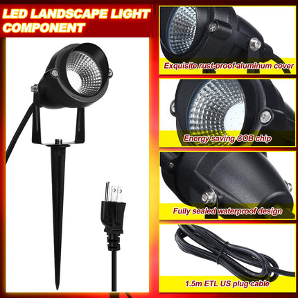 4 Pcs Christmas Red Spotlight Outdoor Plug in Landscape Lighting 12w Ip66 Waterproof LED Lights with Spiked Stand 270° Adjustable Outdoor Spot Lights for Holiday Yard, Lawn, Garden, Tree, Flags