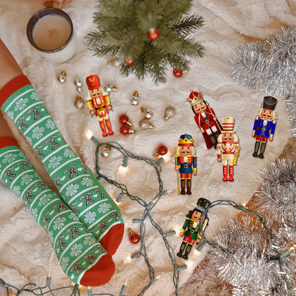 36 Pieces Christmas Nutcrackers Decorations Nutcracker Ornaments Wooden Hanging Christmas Decorations Nutcracker Figures (Classical Style)