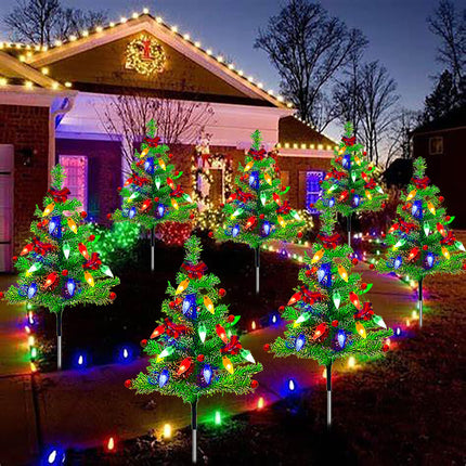 4-Pack Solar Pre-Lit Christmas Tree Lights, 8 Modes Outdoor Waterproof Christmas Decorations for Yard, Garden, Pathway, Porch