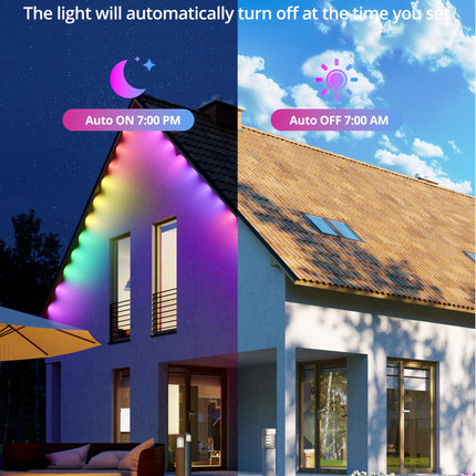 RGB+IC Permanent Outdoor Lights for House Garden, 50Ft Smart Eave Lights, String Lights, IP67 Waterproof, for Christmas Halloween Decor Birthday with Alexa, Google Assistant APP/Remote Control