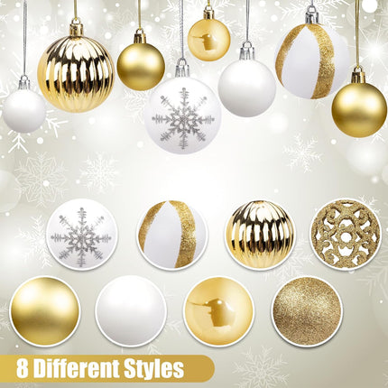 LOVEINUSA 100PCS Christmas Ball Ornament Set, Shatterproof Christmas Tree Balls Assorted Hanging Baubles Snowflakes for Xmas Tree Wreath Christmas Party Wedding
