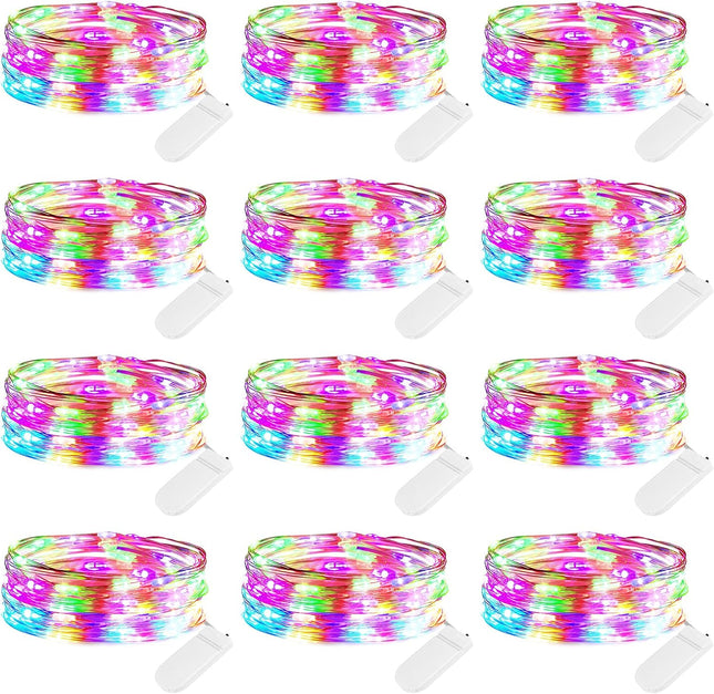 Brightown 12 Pack Easter Led Fairy Lights Battery Operated String Lights Waterproof Silver Wire 7 Feet 20 Led Firefly Starry Moon Lights for DIY Wedding Party Bedroom Patio Christmas