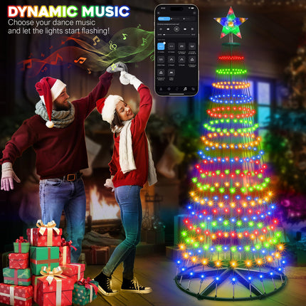 30+ Modes Smart Prelit Christmas Cone Tree with Lights - 4ft 119 LED App Control Color Changing Light Show Trees with Remote Timer Music Sync for Indoor Outdoor Yard (Green Body)
