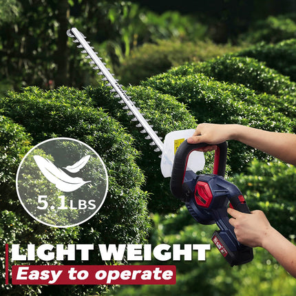 Dextra 20V Hedge Trimmer Cordless, 24 Inch Dual Action Blade Electric Tree Trimmer, 3/5 Inch Cutting Capacity Bush Trimmer Tree Trimmer with 2.0Ah Battery and Charger