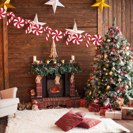 Candy Cane Banner Glittery Christmas Candy Cane Banner Xmas Christmas Gingerbread Winter Birthday Candies Theme Party Decoration Supplies Red and White