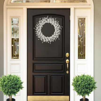 Pearl White Pip Berry Wreath for Front Door, 20 Inch Winter Wreaths Wall Hanging Outdoor, Farmhouse, Porch, for Spring Summer Fall All Seasons Holiday Halloween Christmas Decorations.