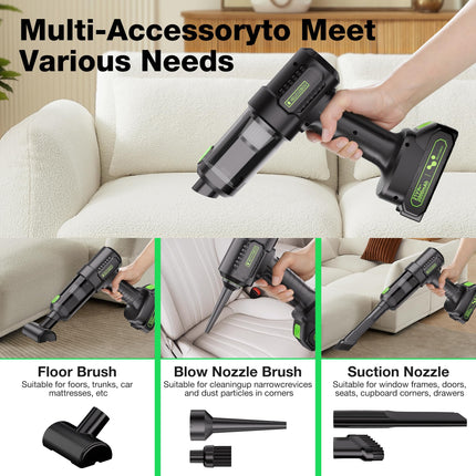 Helloleiboo Handheld Vacuum Cordless 16000Pa Car Vacuum Cleaner High Power 4 In 1 Portable Car Vacuum Cordless With Removable21V Rechargeable Battery For Car Home Office Pet