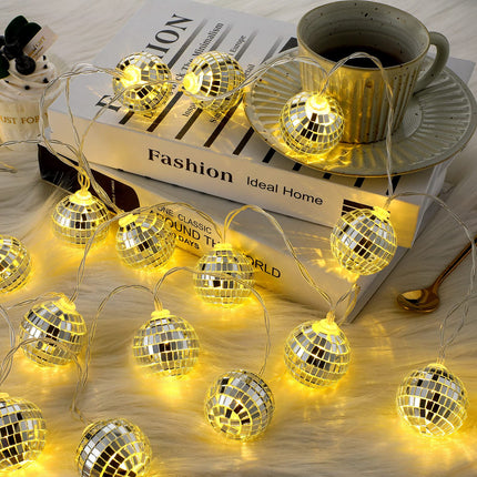 Nosiny 40 LED Disco Ball Mirror String Lights, Multicolor, Indoor/Outdoor, 3m/9.84ft per piece