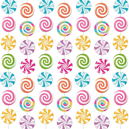 Capoda 8 Pieces Candy Party Decorations Candyland Paper Garlands Candy Paper Cutouts Lollipop Garland Banner Sweet Candy Hanging Decor for Candy Birthday Theme Party Supplies