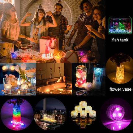 Submersible Led Lights with Remotes, Waterproof Tea Lights Candles Battery Operated RGB Color Changing Small Led Light for Vase Pool Pond Lantern Halloween(20pack)