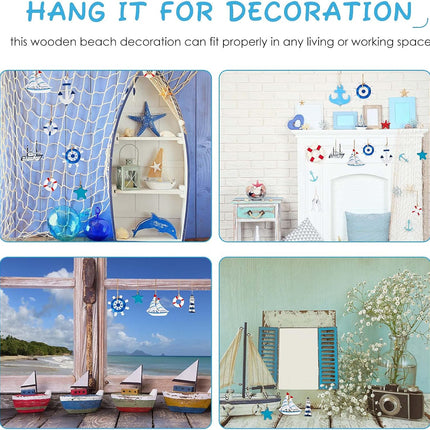 Jetec 22 Pcs Nautical Christmas Ornament Beach Christmas Ocean Ornaments Coastal Nautical Christmas Tree Ornaments Starfish Anchor Sea Life Beach Christmas Decorations for Home Small Party Office