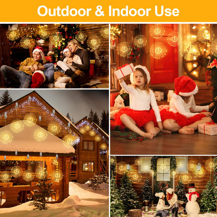 Firework Lights, 8 Pack LED Copper Wire Fireworks Lights Fairy Lights Christmas Fireworks Hanging Dimmable String 8 Modes Waterproof with Remote Control for Christmas Wedding Garden