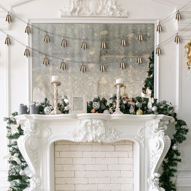 2 Pcs Christmas Bells Garland 7 ft Rustic Christmas Bells Garland Vintage Jingle Bells Christmas Bells Garland Banner for Christmas Tree Mantle Fireplace and Wall Decor