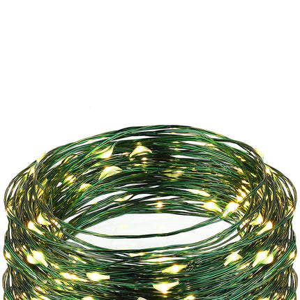 Battery Operated String Lights, Outdoor String Lights, 33ft/ 10 m 100 LED Waterproof Starry Fairy Lights with 8 Modes Remote Control Timer for Garden Room Christmas(Green and Warm White)
