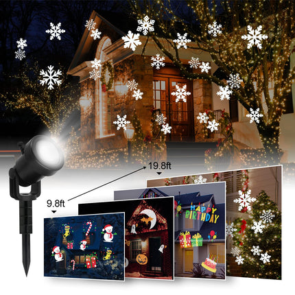 LED Projector Lights, Outdoor&Indoor Rotatable Lamp, Halloween Snowflake Projector with 12 Themes, Waterproof Landscape Decorative Lighting Garden Party Year Xmas