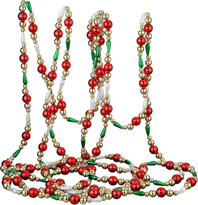 16 ft Christmas Garland Christmas Bead Garland Plastic Bead Christmas Tree Decor Beaded Garland for Xmas Party Supplies Holiday Favors Farmhouse Wall Staircase Fireplace Hanging Ornaments