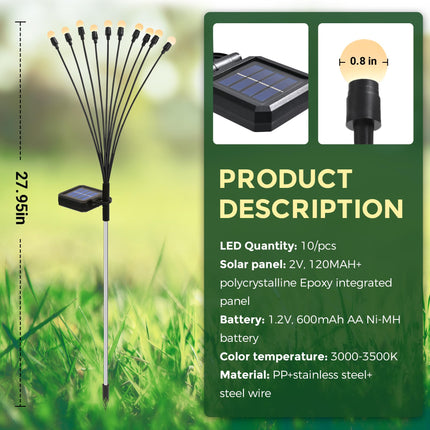 Solar Garden Lights, 60 LED Firefly Garden Lights Solar Outdoor, Solar Lights for Outside Sway by Wind,Solar Lights Outdoor Waterproof for Christmas Yard Patio Pathway Decoration (6 Pack)