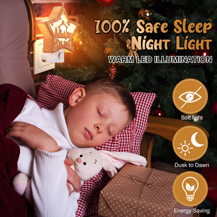 Christmas Jesus Nativity Scene Night Light Plug in, Christmas Jesus Born 120V C7 LED Wall Plugin Nightlights, Christmas Nativity Star Night Light Decor for Bedroom Bathroom Kitchen Hallway