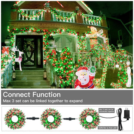 240LED 88Ft Christmas Lights with Memory, 13 Modes Waterproof Xmas String Lights Outdoor with Timer, Christmas Decorations for Indoor Patio Garden Party Home(Red&Green)
