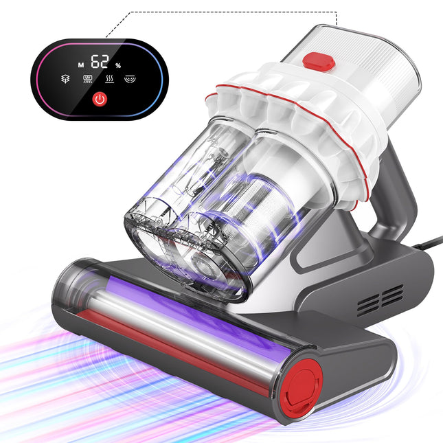 Bed Vacuum Mattress Cleaner 15Kpa Mattress Vacuum With Dust Gradient Indicator, Uv Light & Ultrasonic, 99.9 Allergen Removal, Dual Dust Cups Handheld Couch Cleaner Machine
