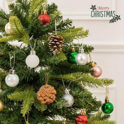 100 Pcs Mini Christmas Ball Ornaments Set, 1.18'' Red Green and White Small Shatterproof Xmas Tree Ornament Hanging Ball Bulk Decorations for Holiday Party, Wreath, Garland, Winter Decor