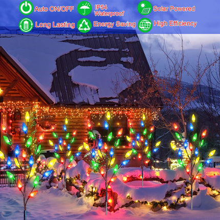d 4 Pack Solar Christmas Garden Stake Lights for Christmas Decorations, 8 Modes Solar Christmas Yard Stake Outdoor Waterproof Christmas Strawberry Lights for Garden Patio Yard Pathway Grave