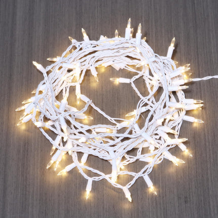 LUCKY SHINE 150 Warm White LED Christmas Lights, Commercial Grade 50 FT White Wire String Lights, for Indoor and Outdoor Use.