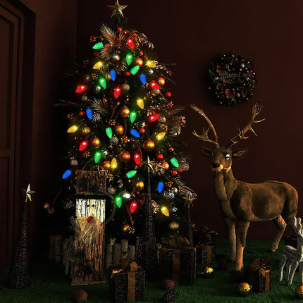 Anycosy Christmas Lights Outdoor, 100 LED C9 String Lights with Timer Function Plug in 8 Modes for Christmas Decorations