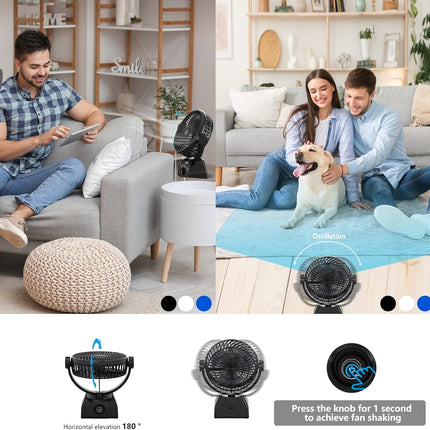 Desk Fan Oscillating Fan, 10000Mah Rechargeable Battery Powered Rotating Table Fan With Stepless Speed, Quiet Office Fan 120°Osci