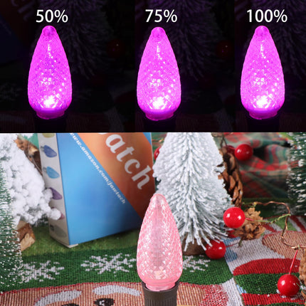 C9 LED Christmas Light Bulbs - 25 Pcs C9 LED Bulbs Pink for E17 Candelabra Base - 1W for Outdoor String Lights, Holiday Decoration