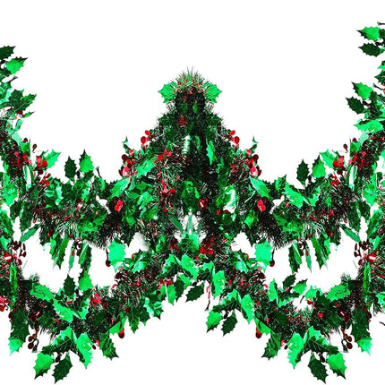 23 Ft Christmas Tinsel Garland Red and Green Hanging Garland Christmas Metallic Garland Christmas Party Decorations for Christmas Wedding Birthday Indoor Outdoor Party Decoration Supplies