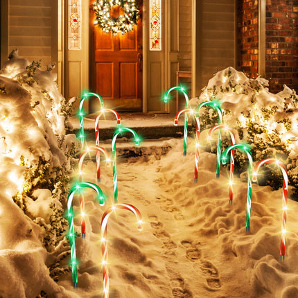 20PCS Replacement Stakes for Christmas Candy Cane Lights Outdoor, Plastic Candy Cane Pathway Markers Lights Spike Replacer, Size 0.68 6.05 Inches, Used to Maintain Candy Cane Pathway Lights 1