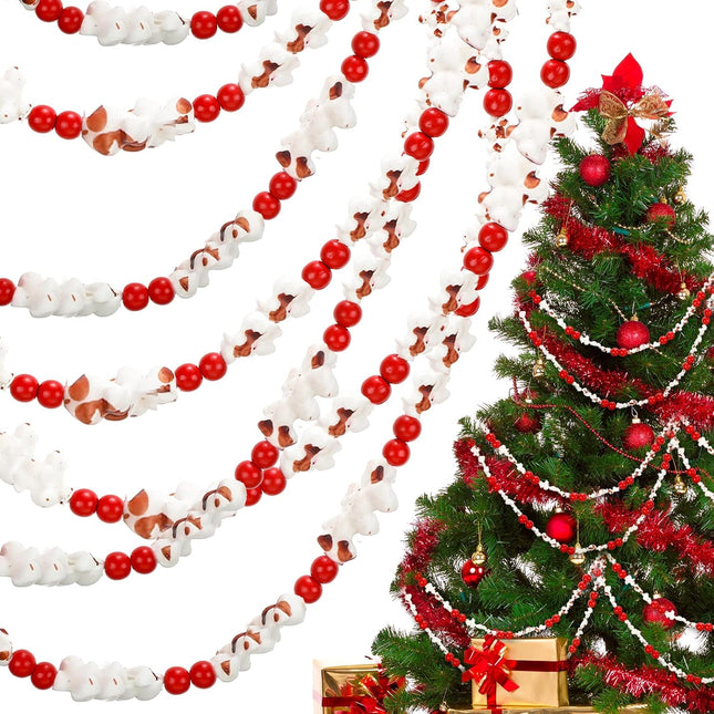 20 Ft Popcorn Cranberry Wooden Garland Christmas Tree Decorations Fake Popcorn Wood Garland Realistic Popcorn Decorations Popcorn Garland for Tree Artificial Popcorn Garland for Christmas Party